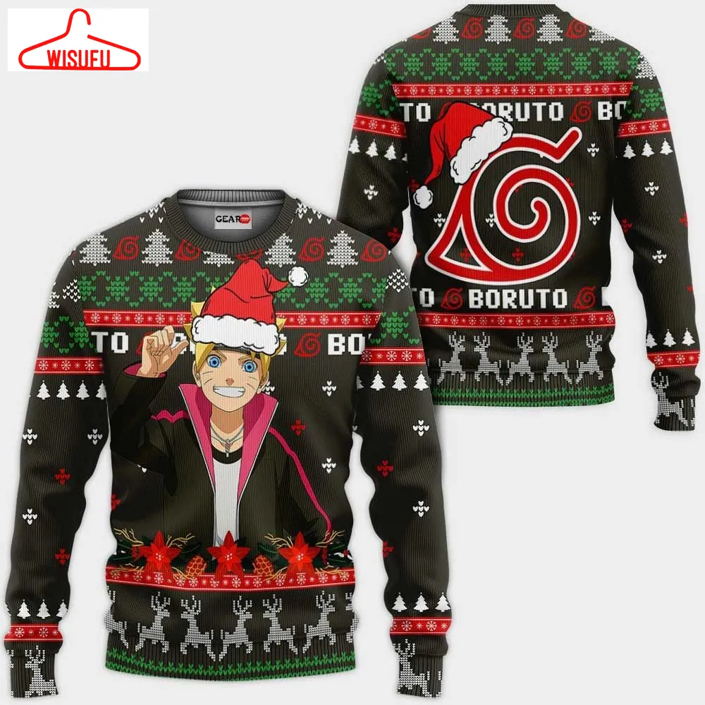 Uzumaki Brt Ugly Christmas Sweater Custom Brt Xmas Gifts, Anime Ugly Christmas Sweater Gift For Family