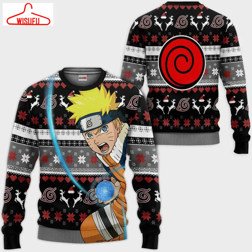 Uzumaki Ugly Christmas Sweater Custom Anime, Anime Ugly Christmas Sweater Gift For Family