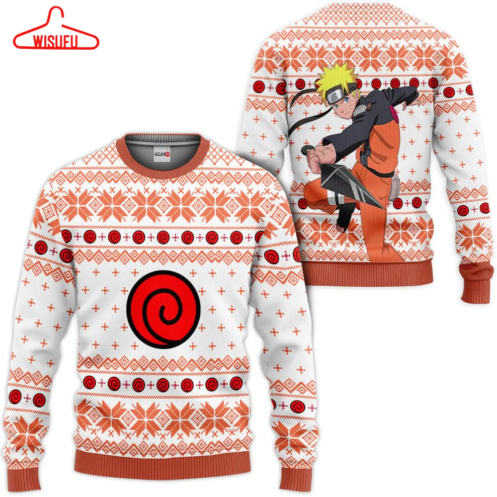 Uzumaki Ugly Christmas Sweater Custom Va0822, Anime Ugly Christmas Sweater Gift For Family