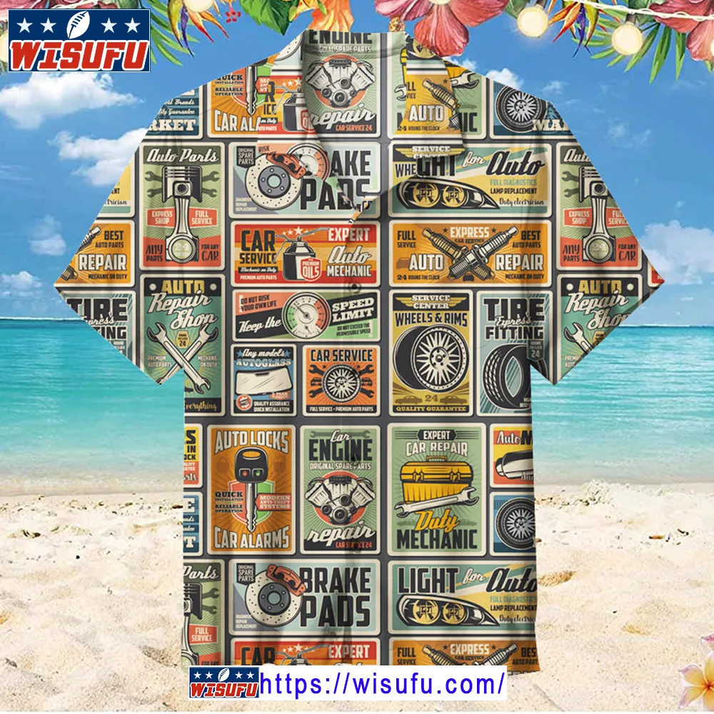 V-intage Auto Repair Shop -unisex Hawaiian Shirt