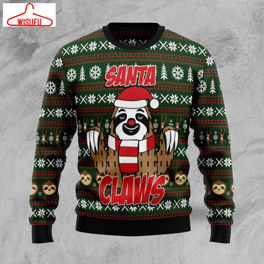 V-intagethoroughbreds10268 - Sloth Santa Claws Ugly Christmas Sweater, All Over Print New Winter Fashion 3d Sweater, Best Gift Ideas