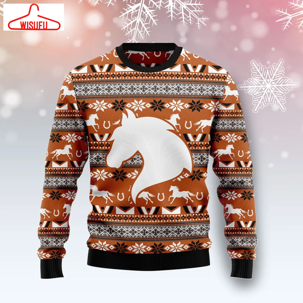 V-intagethoroughbreds35247 - Horse Pattern Ugly Christmas Sweater, All Over Print New Winter Fashion 3d Sweater, Best Gift Ideas