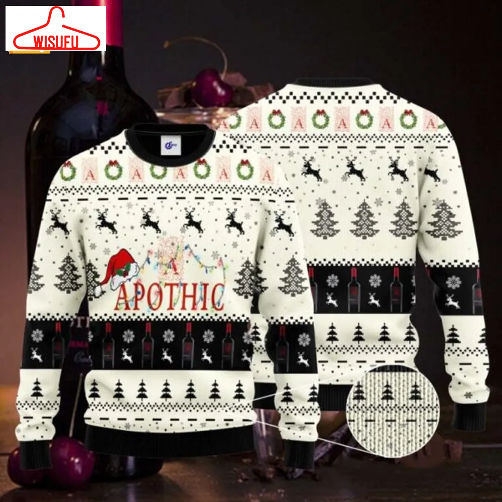 V-intagethoroughbreds42629 - Apothic Santa Hat Ugly Christmas Sweater