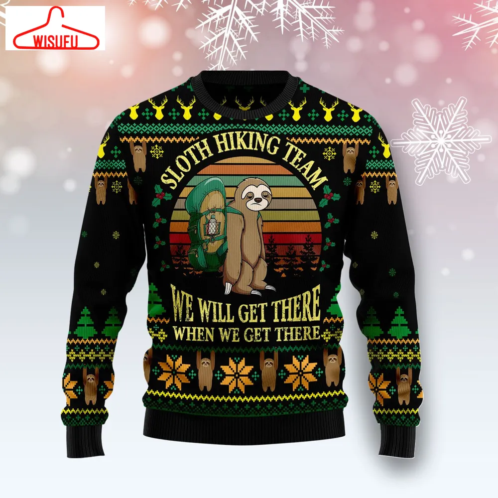 V-intagethoroughbreds48664 - Sloth Team Holiday Ugly Christmas Sweater, All Over Print New Winter Fashion 3d Sweater, Best Gift Ideas