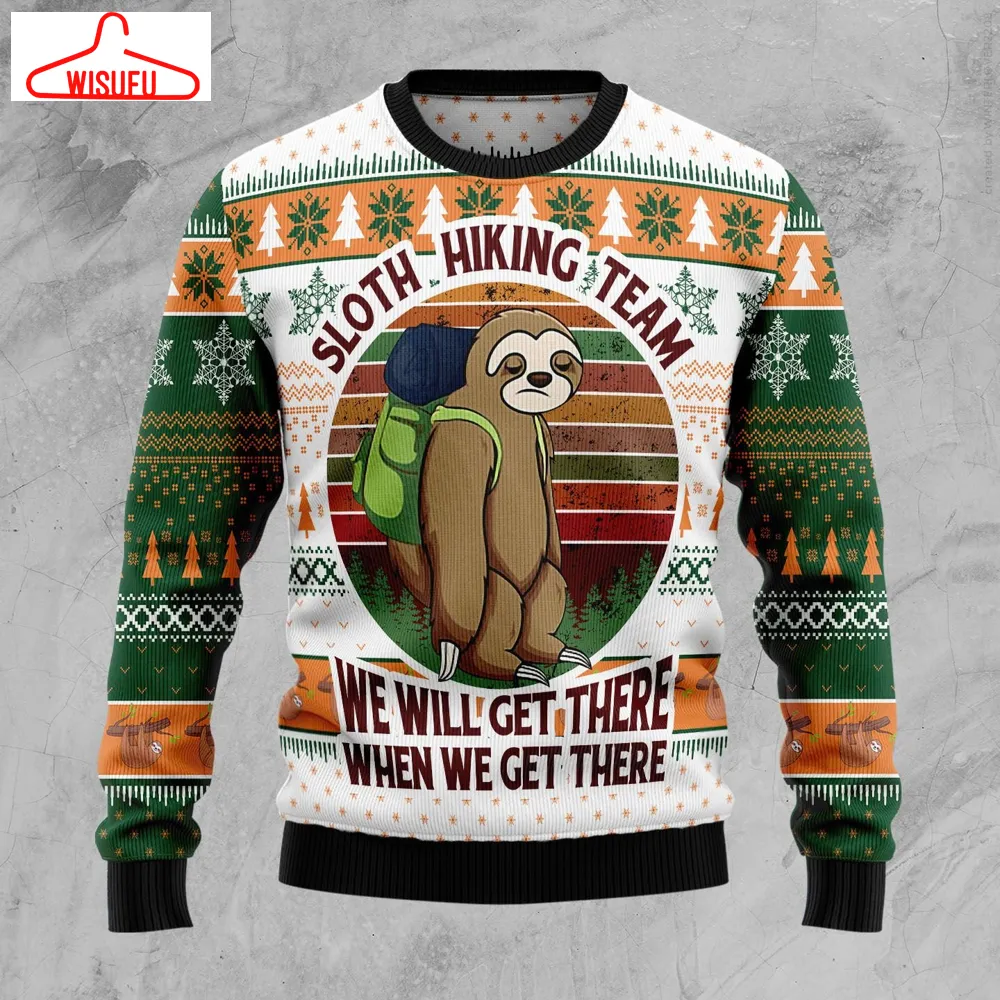 V-intagethoroughbreds55429 - Sloth Hiking Team Ugly Christmas Sweater, All Over Print New Winter Fashion 3d Sweater, Best Gift Ideas