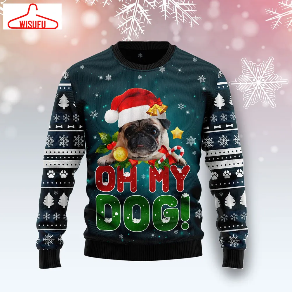 V-intagethoroughbreds82288 - Pug Oh My Dog! Ugly Christmas Sweater, All Over Print New Winter Fashion 3d Sweater, Best Gift Ideas