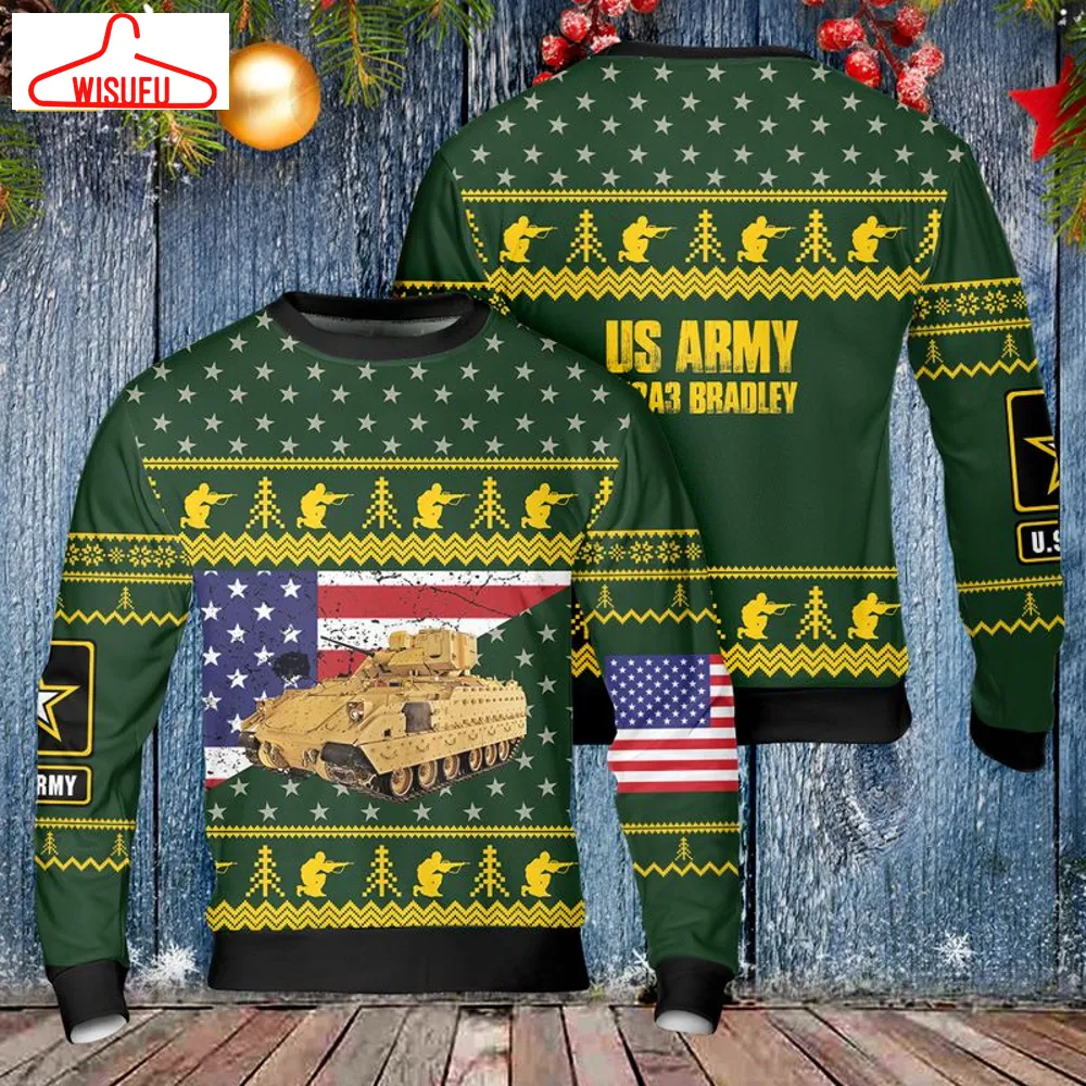 V-intagethoroughbreds93593 - Us Army M2a3 Bradley Ugly Christmas Sweater