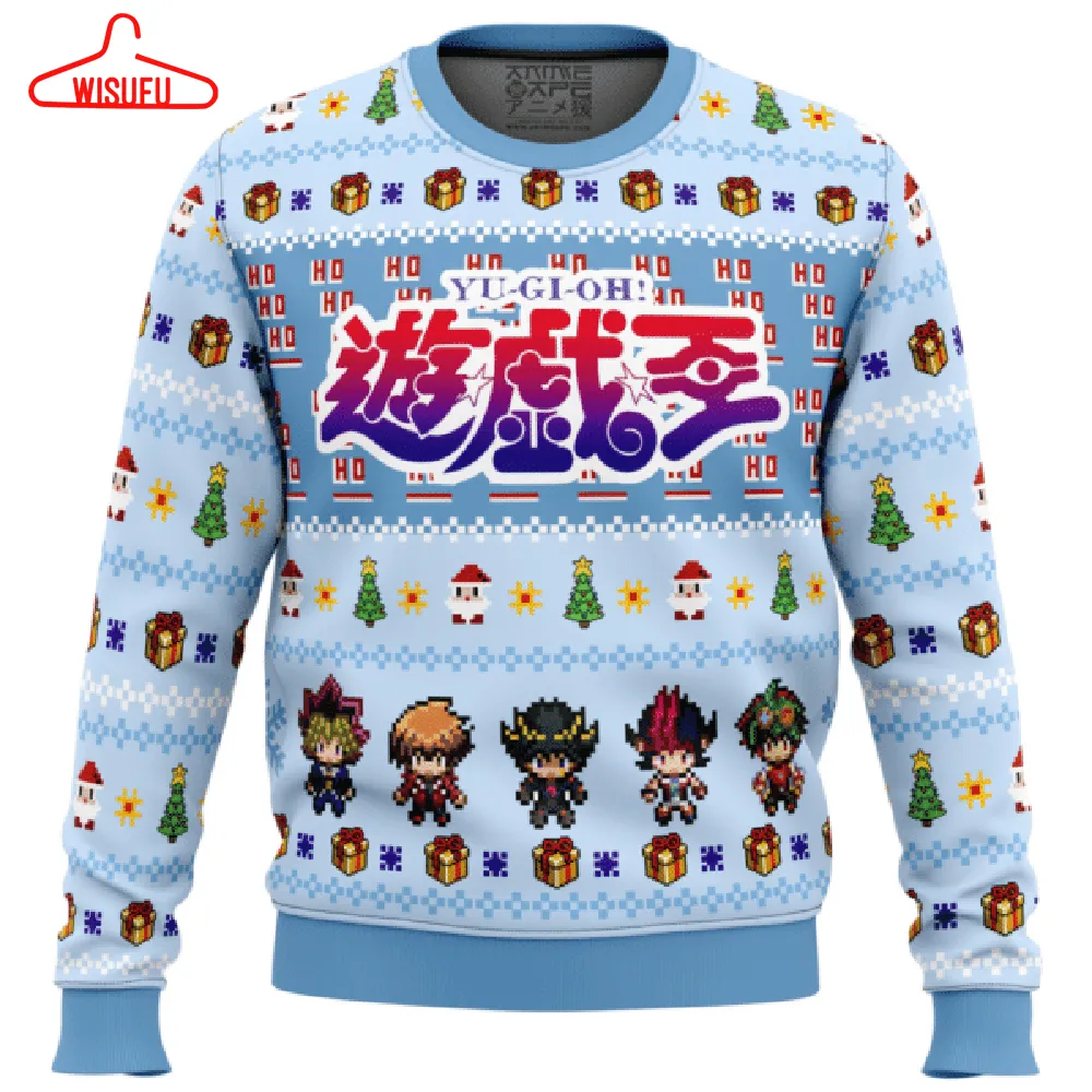 V-intagethoroughbreds96377 - Yugioh Deck The Halls Ugly Sweater Gifts, Yugioh Deck The Halls Gift Fan Ugly Sweater