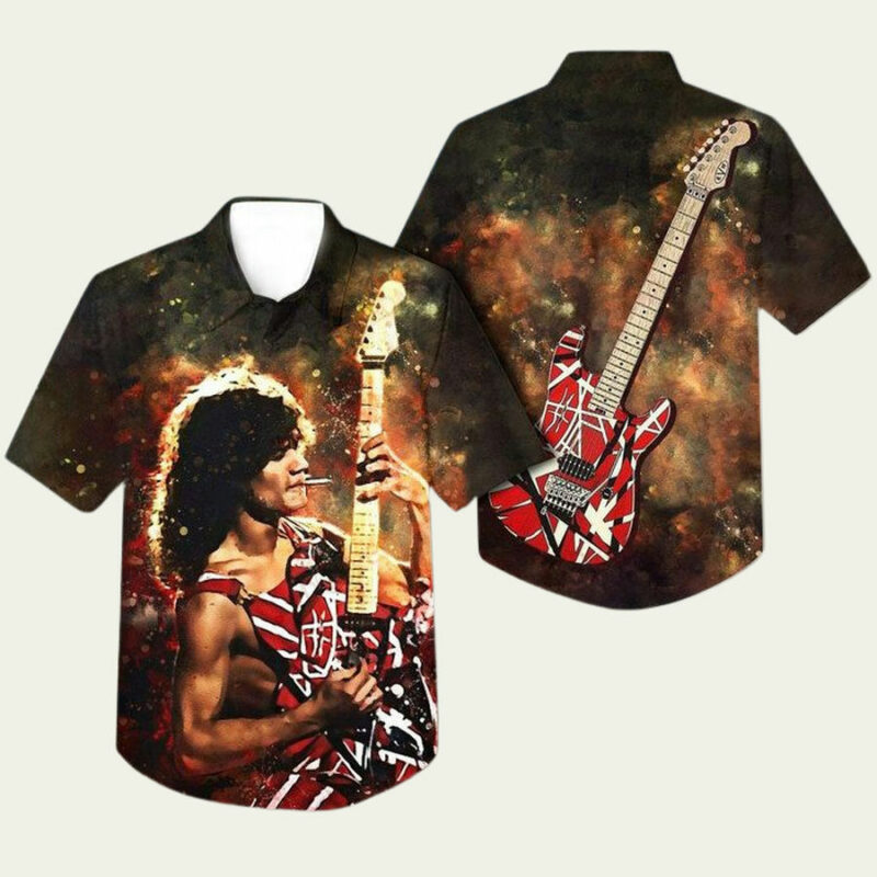 VAN HALEN KRAM 5150 ELECTRIC GUITAR HAWAIIAN SHIRT