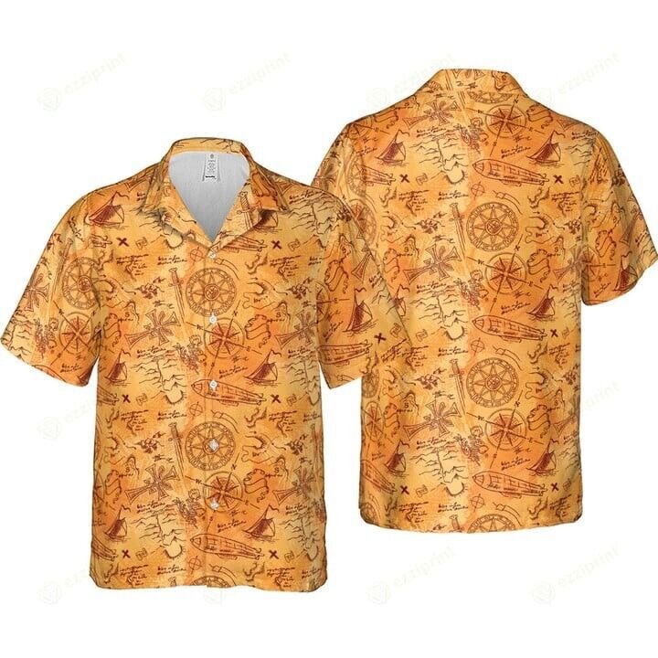 VINTAGE ADVENTURE MAP INDIANA JONES HAWAIIAN SHIRT, S-5XL US Size, Gift For Men