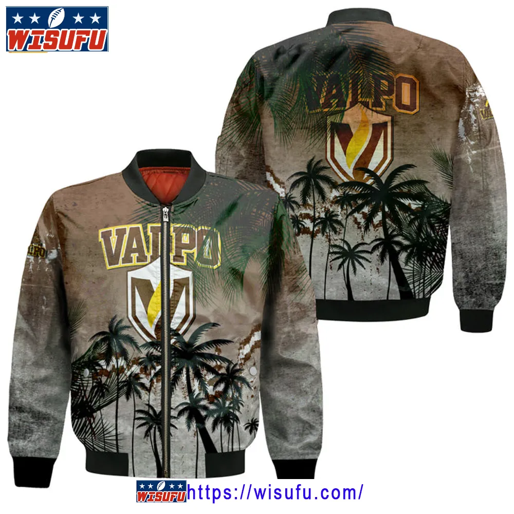 Valparaiso Beacons Coconut Tree Tropical Grunge Bomber Jacket