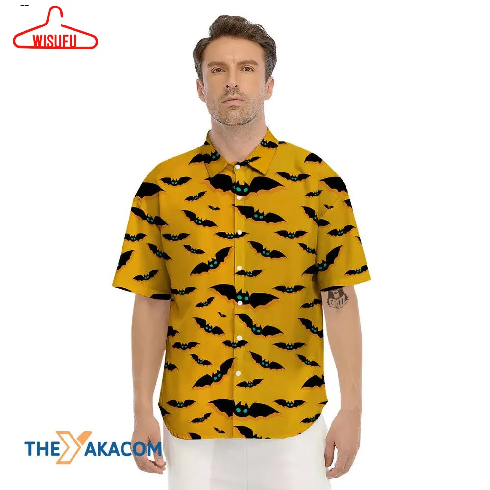 Vampire Black Bat Yellow Halloween Hawaiian Shirt, New Fashion Gifts