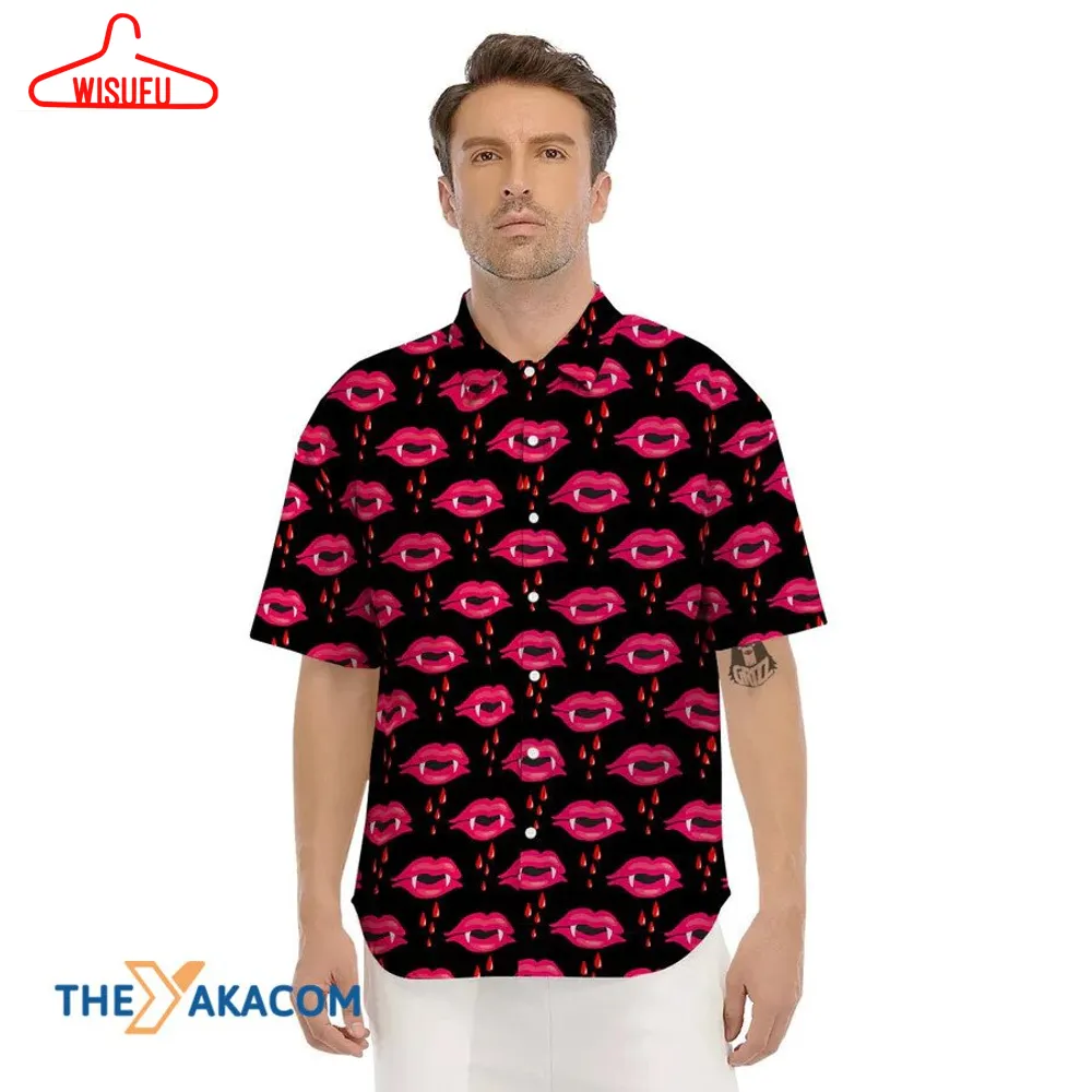 Vampire Lips Red Pattern Halloween Hawaiian Shirt, New Fashion Gifts