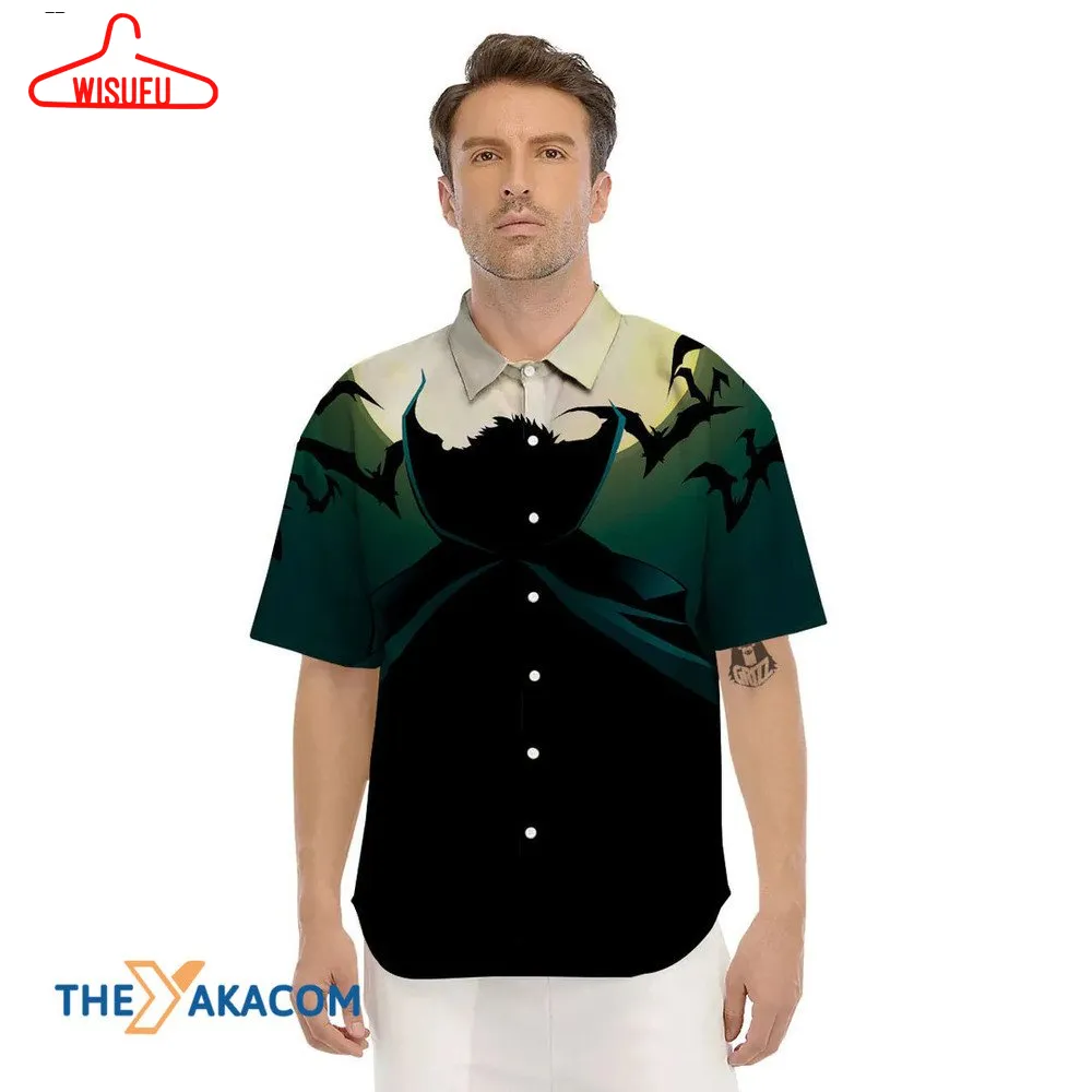 Vampire Silhouette Halloween With Moon And Bat Halloween Hawaiian Shirt, New Fashion Gifts