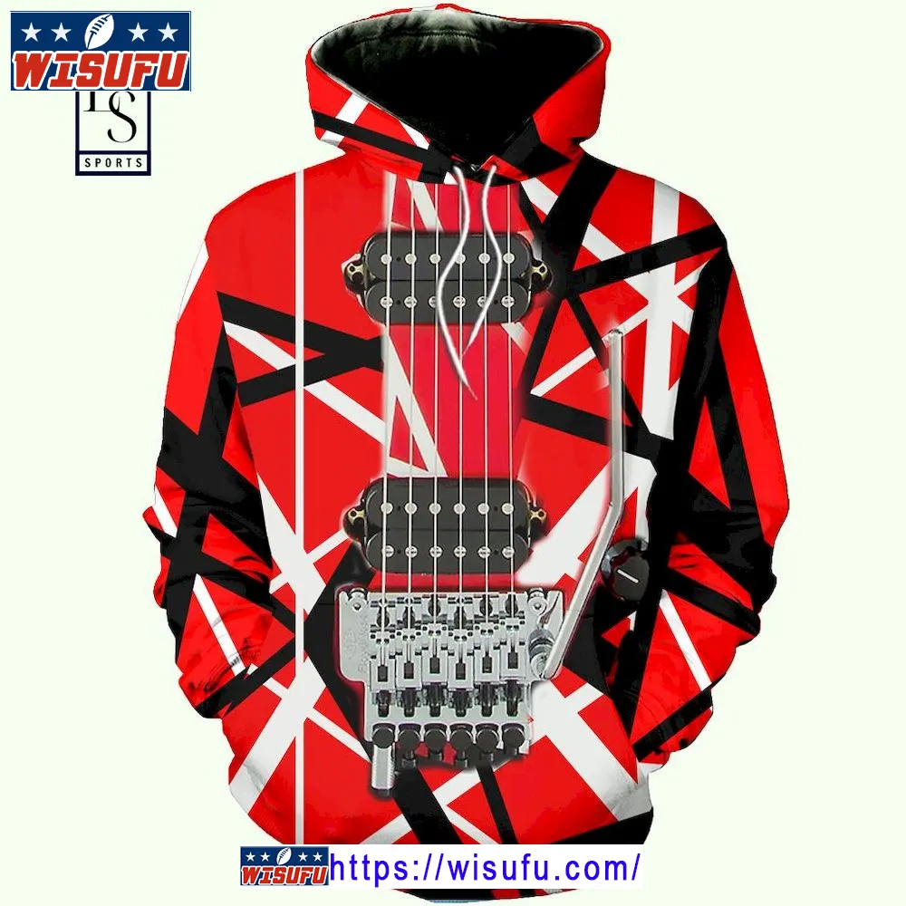 Van Halen Gift For Fan Evh Memorials Eddie Van Halen Red Guitar Unise-x Hoodie