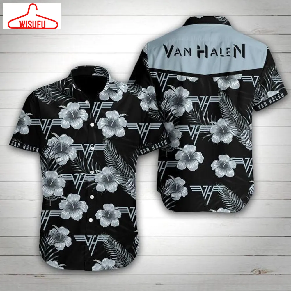 Van Halen Hawaiian Ii Graphic Print Short Sleeve Hawaiian Casual Shirt Size S - 5xl, New Fashion, Best Gift Ideas, New Fashion Gifts