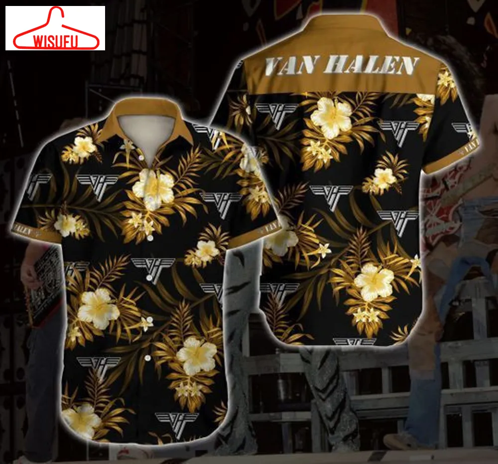 Van Halen Hawaiian Iv Graphic Print Short Sleeve Hawaiian Casual Shirt Size S - 5xl, New Fashion, Best Gift Ideas, New Fashion Gifts