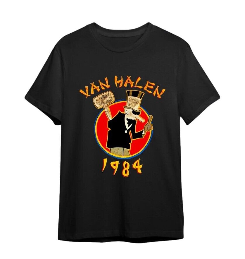 Van Halen Tour 1984 T-Shirt Vintage T-Shirt Black Rock Band Tee