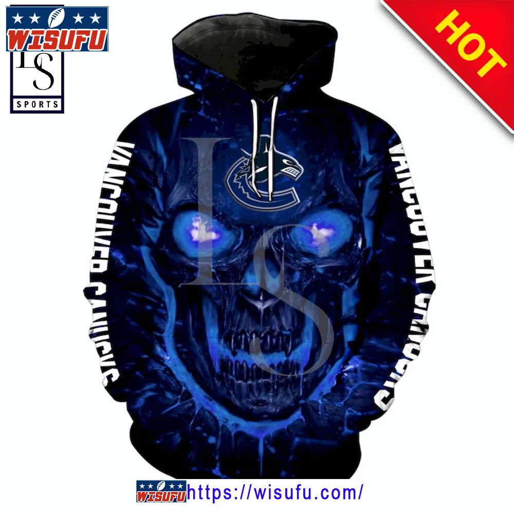 Vancouver Canucks Halloween Skull Devil NH.L Hoodie 3d