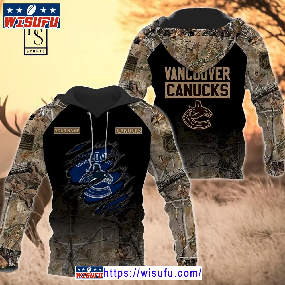 Vancouver Canucks Personalized Hunting Camo Hoodie 3d