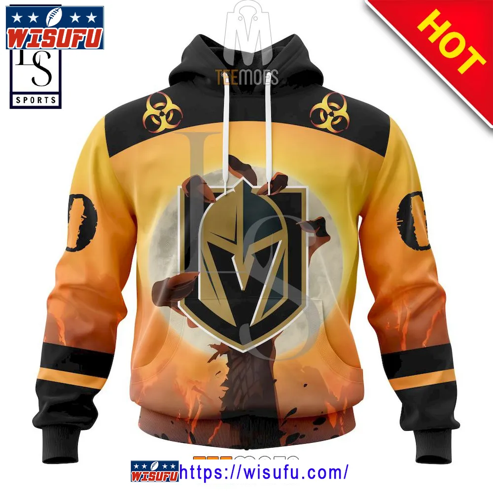 Vegas Golden Knights Held By Zombie In Halloween Personalized Hoodie