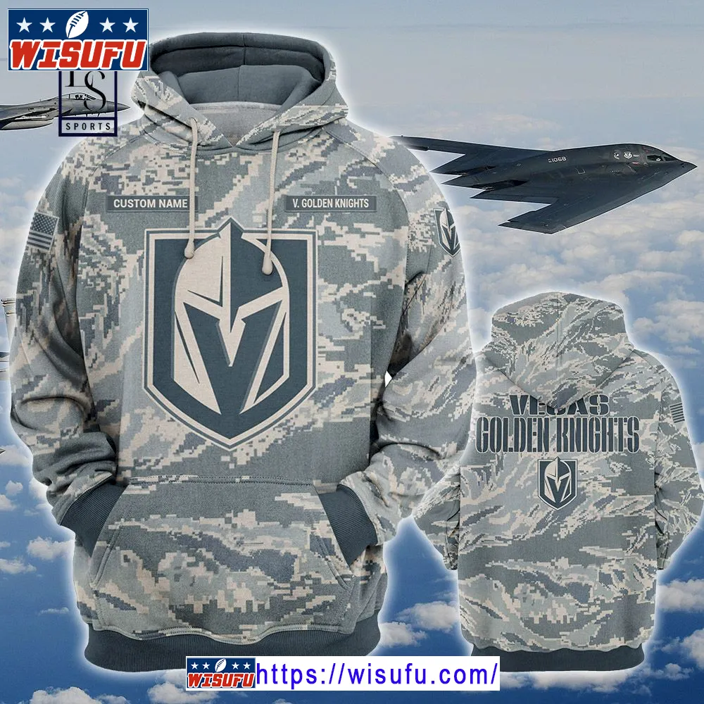 Vegas Golden Knights Personalized Us Air Force Camo Hoodie 3d