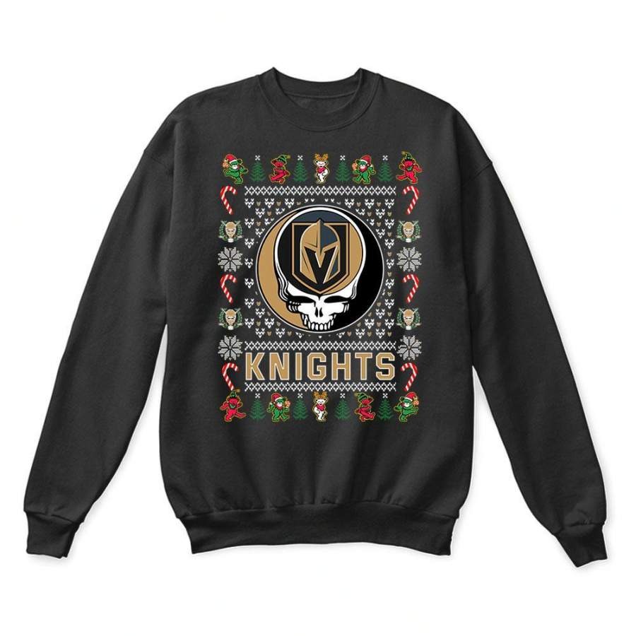 Vegas Golden Knights x Grateful Dead Christmas Ugly Sweatshirt-Black