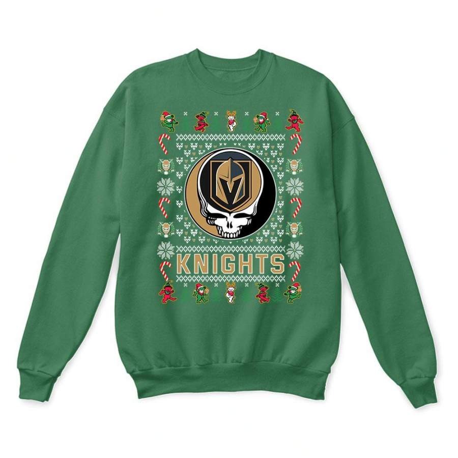 Vegas Golden Knights x Grateful Dead Christmas Ugly Sweatshirt-Green