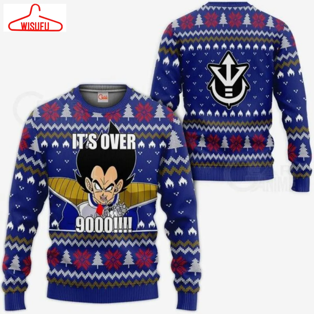 Vegeta Its Over 9000 Ugly Christmas Sweater Anime Dragon Ball Xmas 1k121 Gifts ,dragon Ball Anime Xmas Christmas Gift Fan