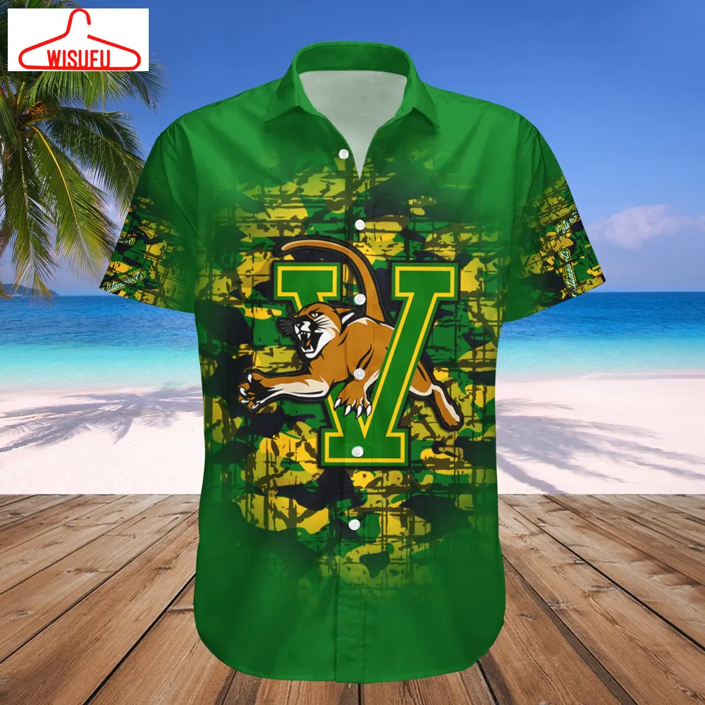 Vermont Catamounts Camouflage Vintage Hawaiian Shirt, New Fashion Gifts