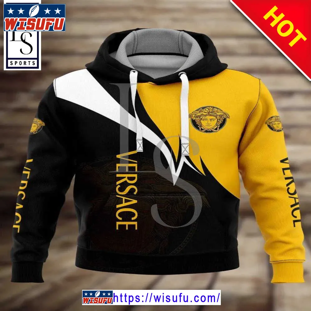 Versa.ce Black White Yellow Luxur.y Unis-ex Premium Hoodie Luxur.y