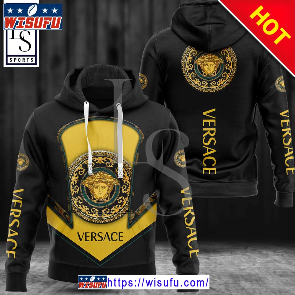 Versa.ce Black Yellow Fashion Luxur.y Hoodie