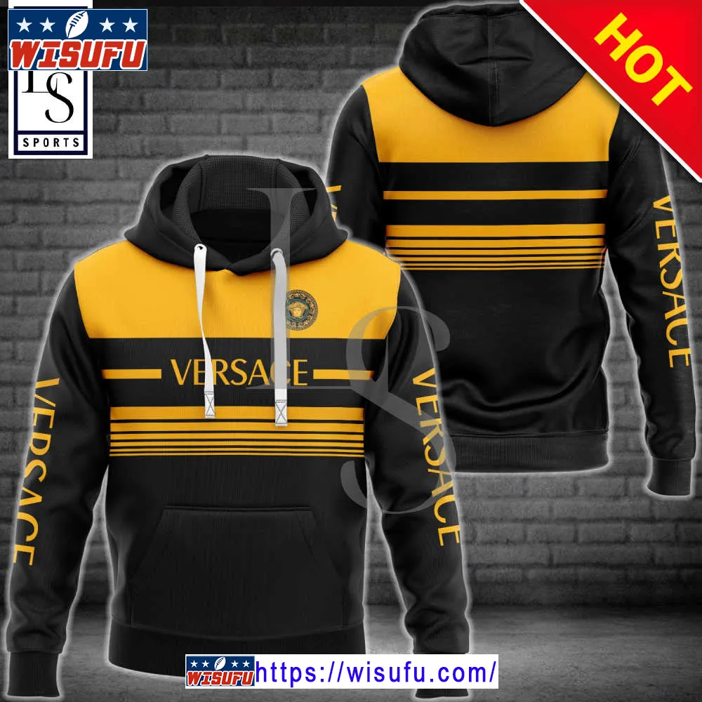 Versa.ce Black Yellow Fashion Luxur.y Premium Hoodie