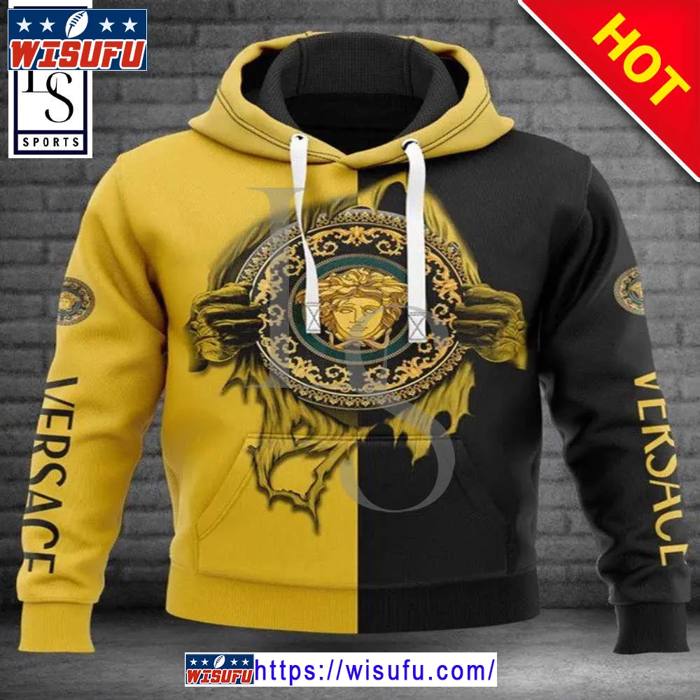 Versa.ce Black Yellow Luxur.y Unise-x Premium Hoodie Luxur.y