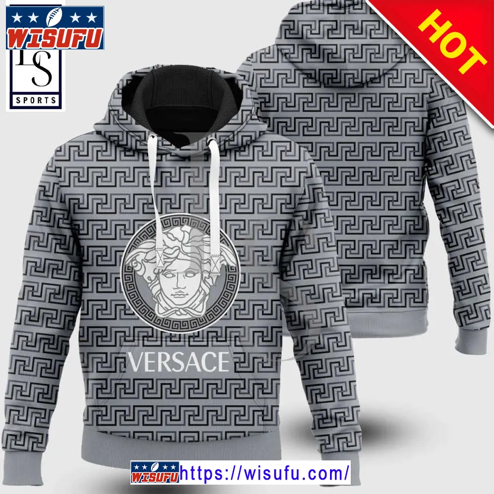 Versa.ce Medusa Grey Luxur.y Unis-ex Hoodie Luxur.y