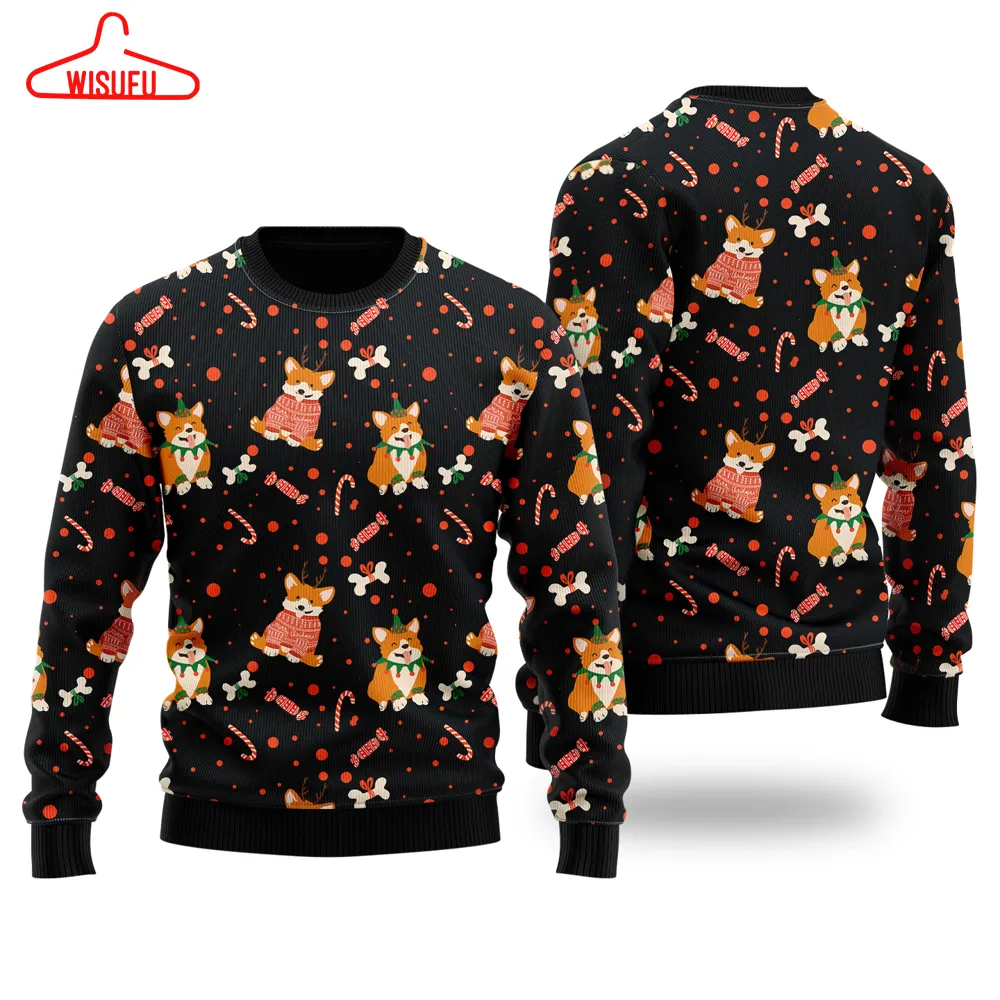 Very Cute Xmas Corgi Dog Pattern Ugly Christmas Sweater - For Men & Women - New Winter Fashion Shirt Gift For Family