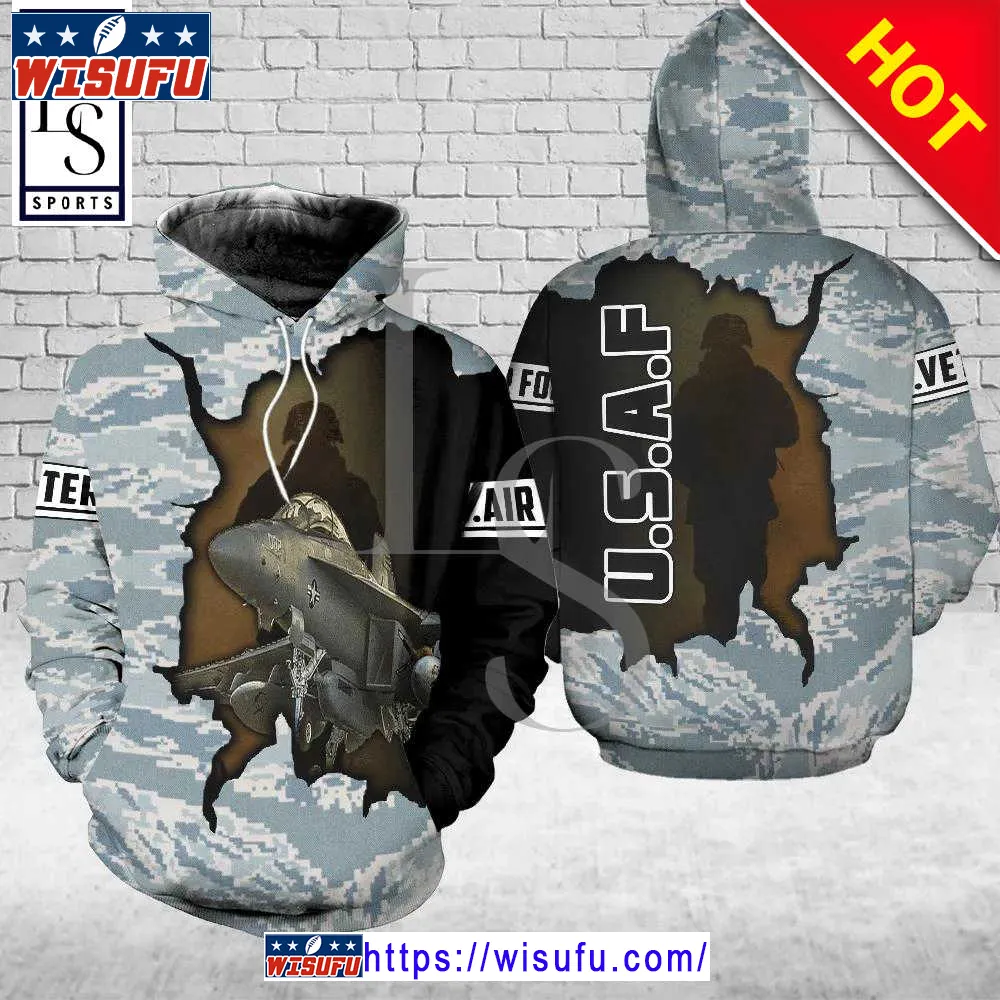 Veteran Air Force Camouflage Helicopter Air Force 3d Hoodie