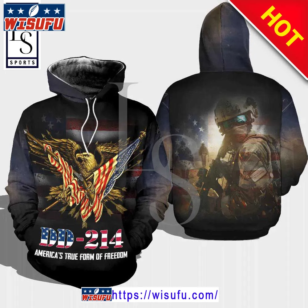 Veteran America Dd 214 True Form Of Freedom 3d Hoodie