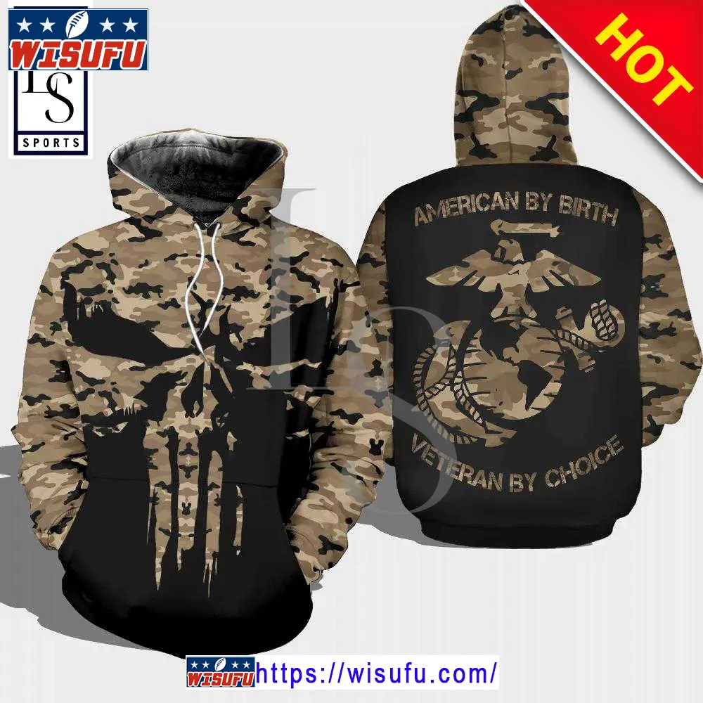 Veteran American By Birth Veteran By Choice Marine 3d Hoodie