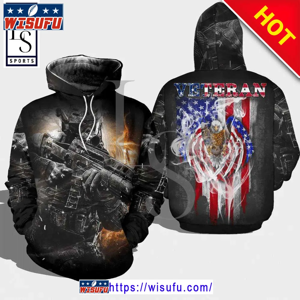 Veteran American Eagle Blue White Red Soldier 3d Hoodie