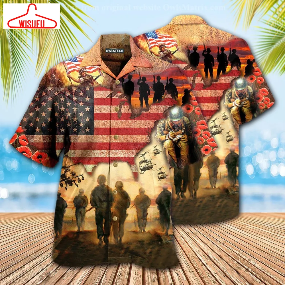 Veteran American Hawaiian Shirt - For Men & Women - Adult - Hw9726, New Hawaiian Holiday Outfits, New Fashion Gifts Vtbl50940