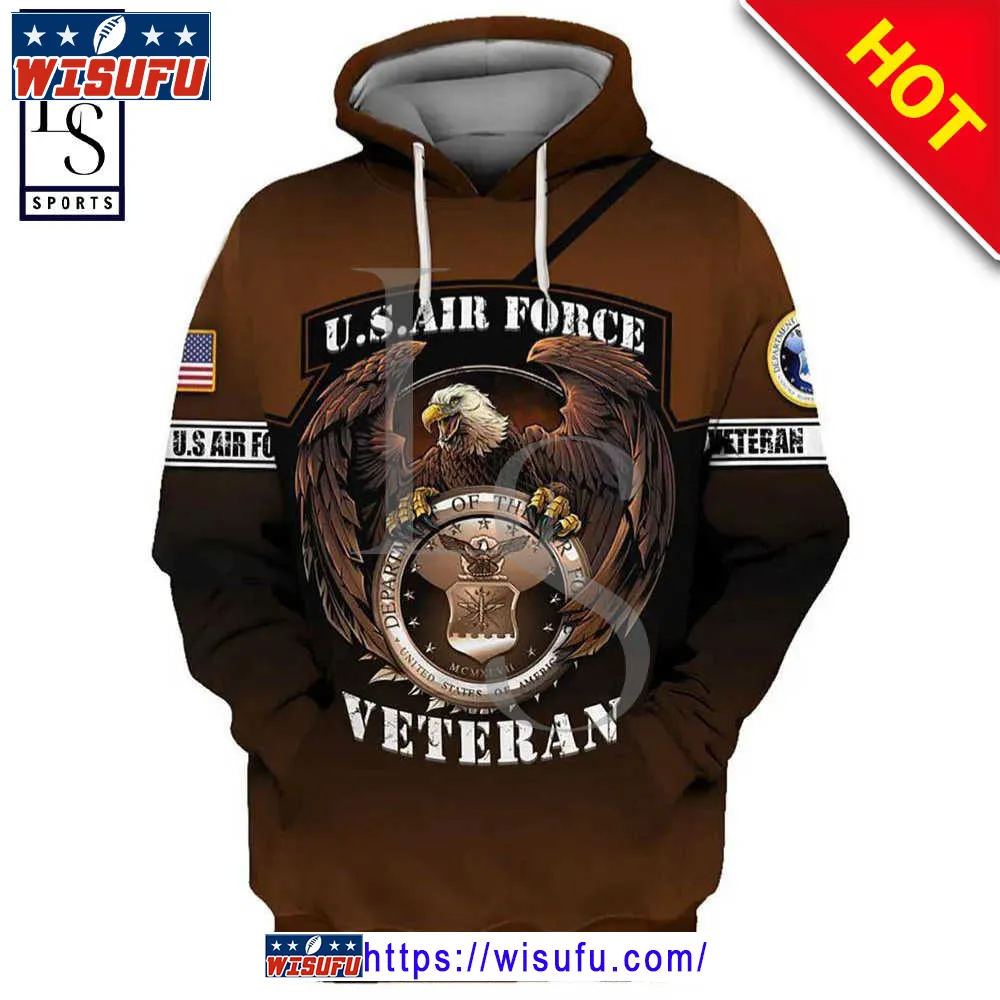 Veteran American Military Us Air Force Veteran Eagle 3d Hoodie