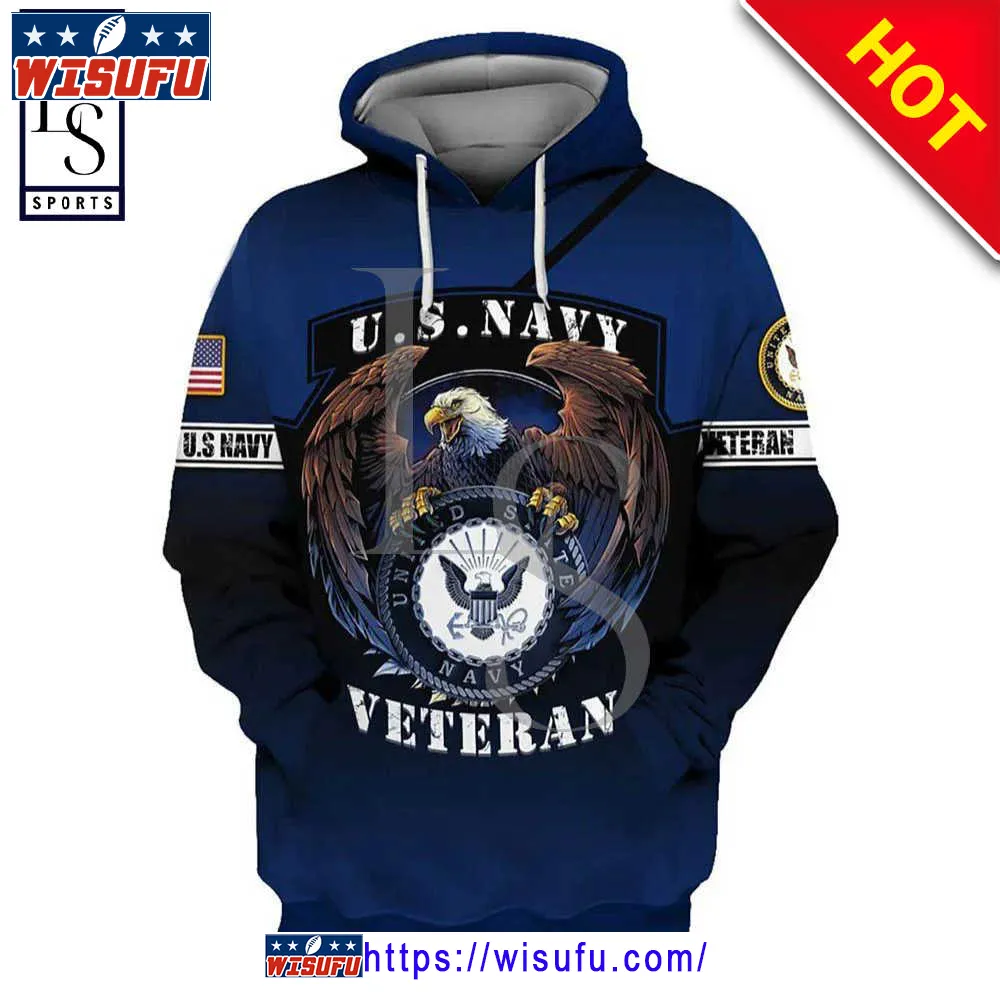 Veteran American Military Us Navy Veteran Eagle 3d Hoodie