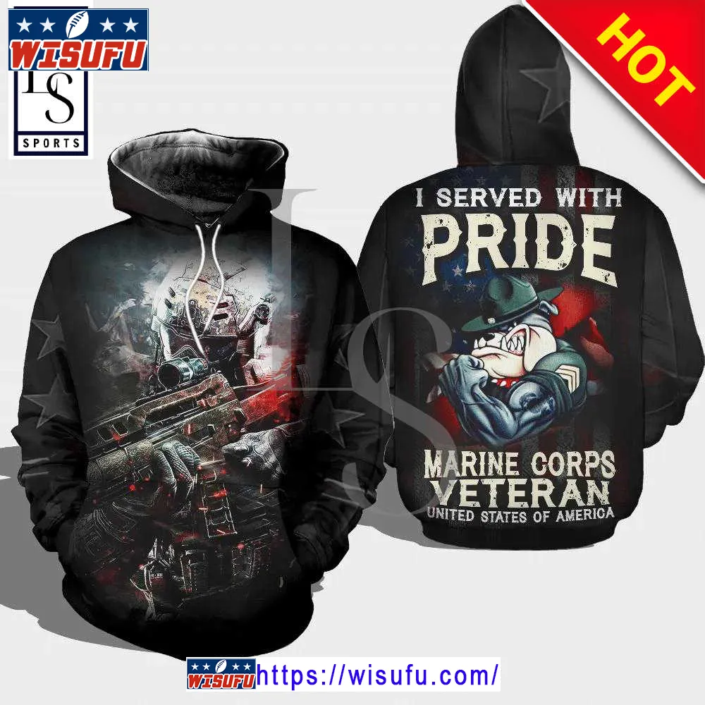 Veteran I Served With Pride Marine Corps Veteran 3d Hoodie