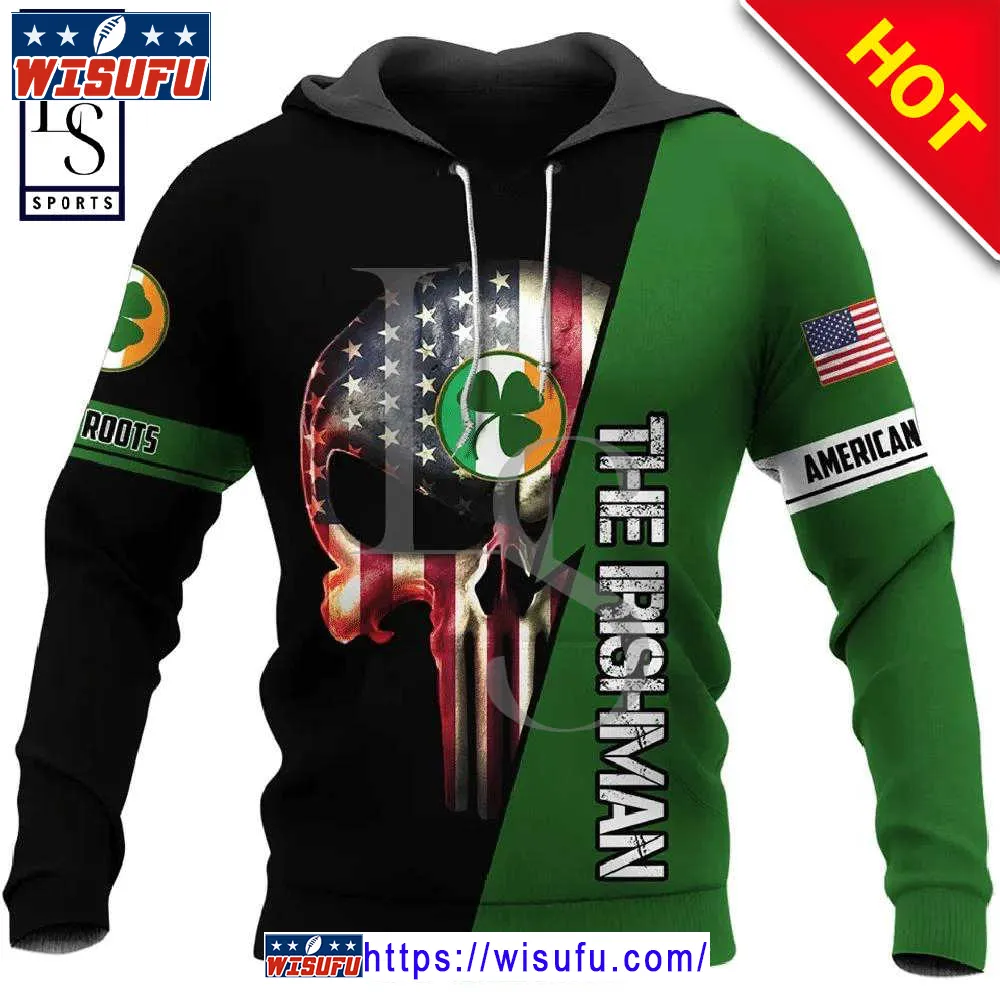 Veteran Irish American The Irishman Skull Clover 3d Hoodie