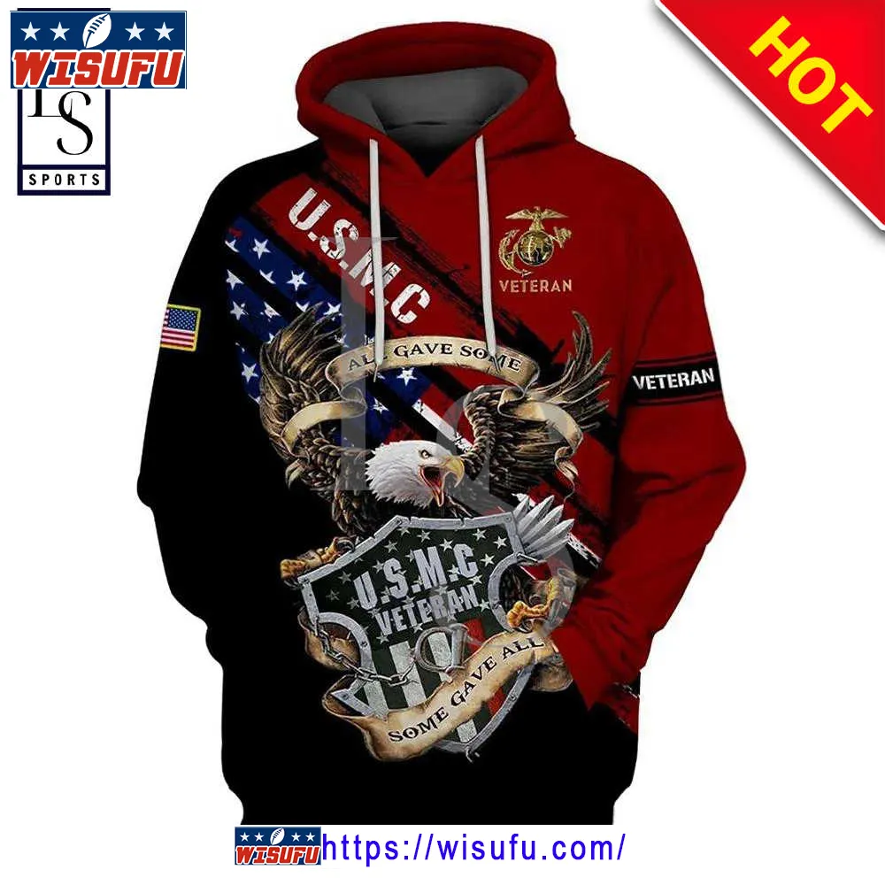 Veteran Marine Corps Veteran Fidelis Eagle Some Gave All 3d Hoodie