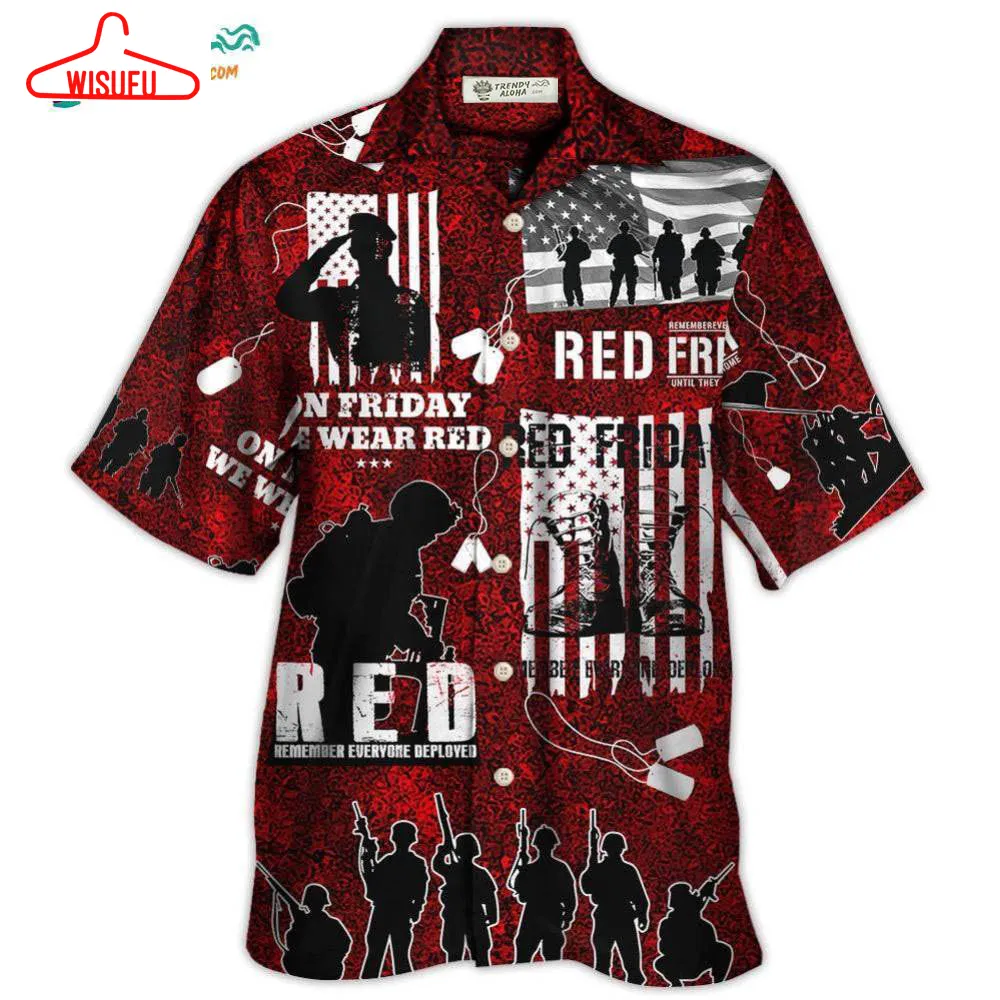 Veteran Red Friday With Boots Hawaiian Shirt- Wisufu Aloha