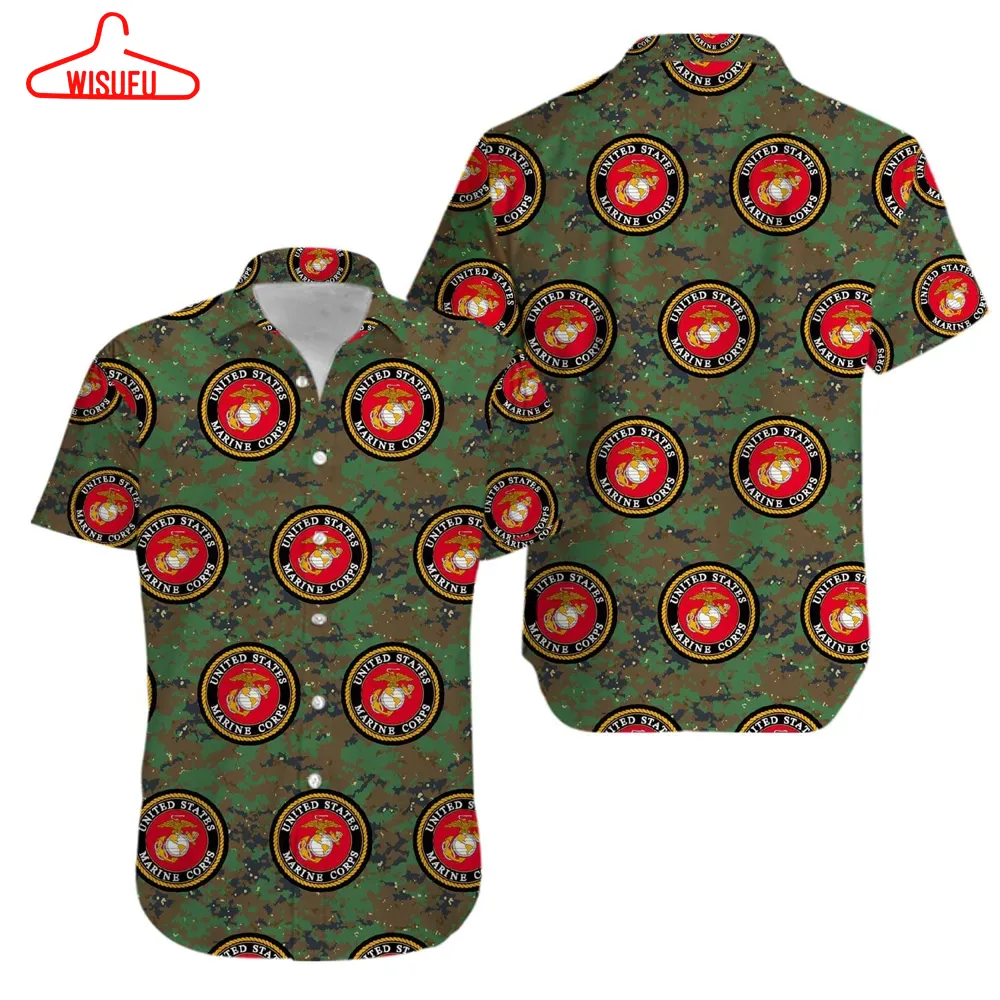 Veteran Us Marine Corps Logo Hawaiian Shirts #kv, New Hawaiian Holiday Outfits, New Fashion Gifts