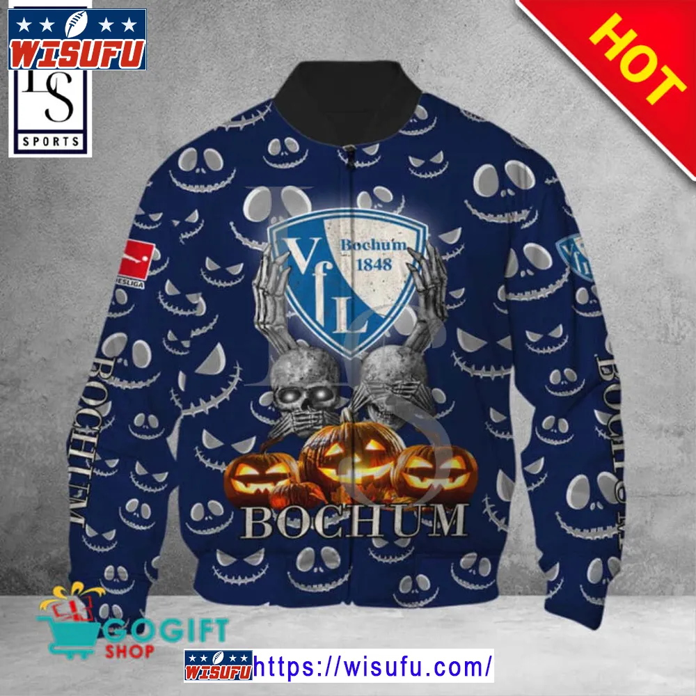 Vfl Bochum 1848 Bundesliga Halloween Pumpkin Bomber Jacket