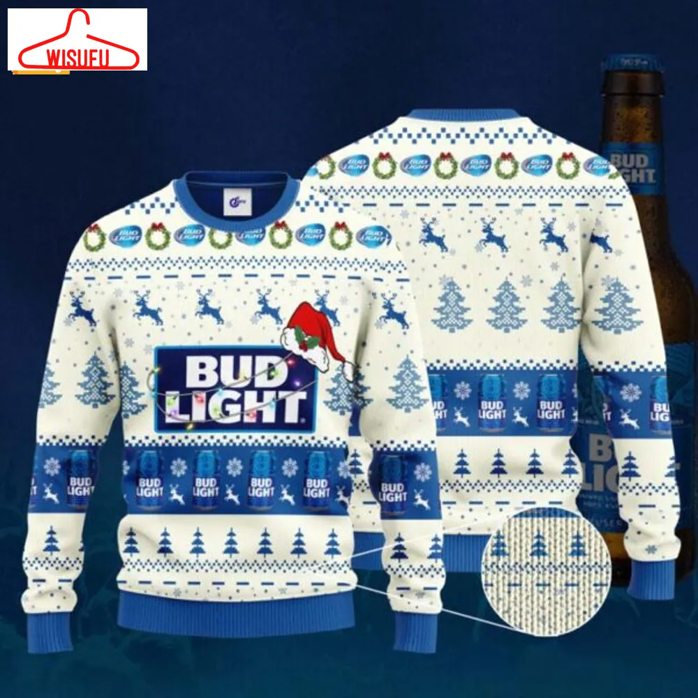 Vi-ntagethoroughbreds11345 - Bud Light Santa Hat Ugly Christmas Sweater